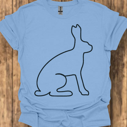 Hare outline black trendy T-shirt