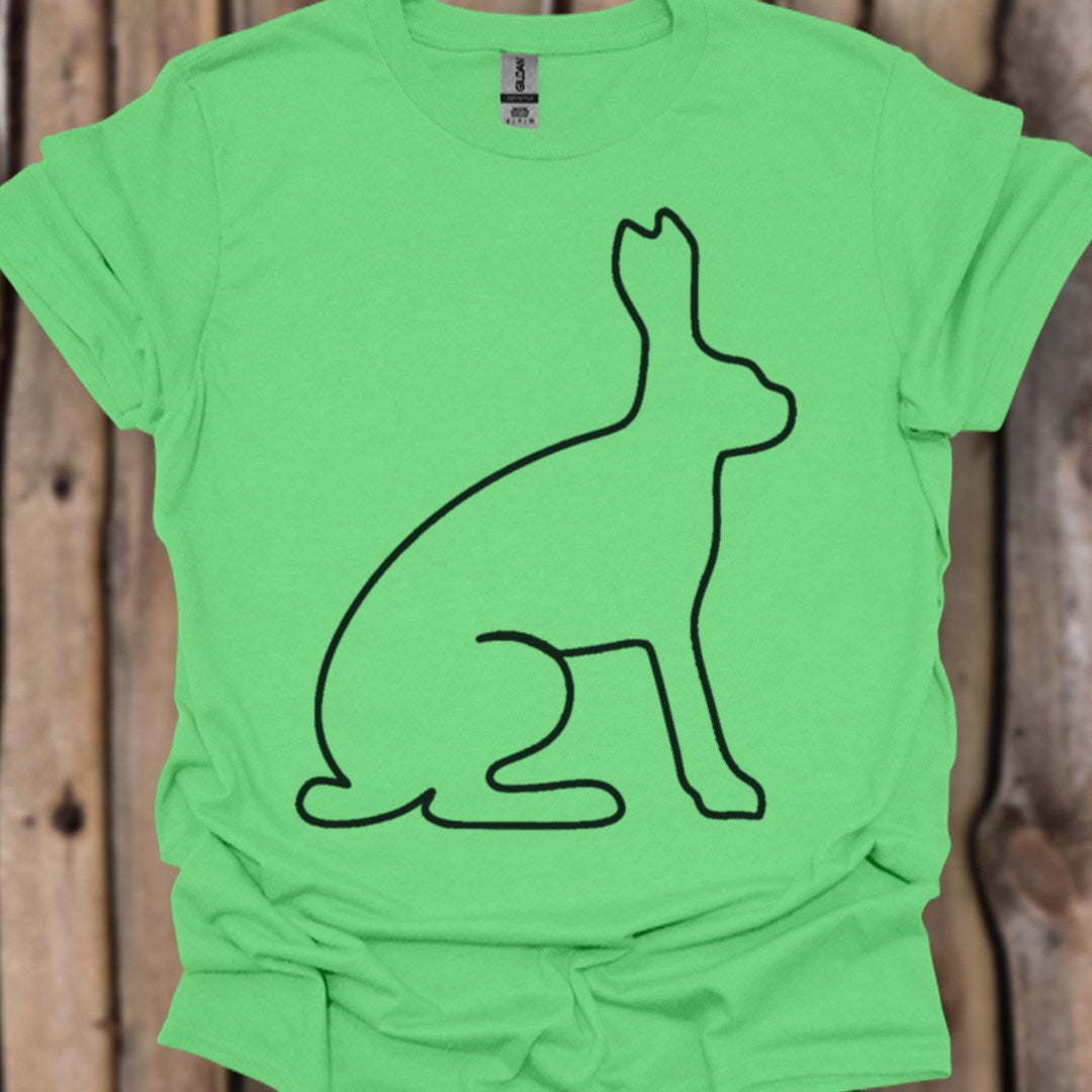 Hare outline black trendy T-shirt