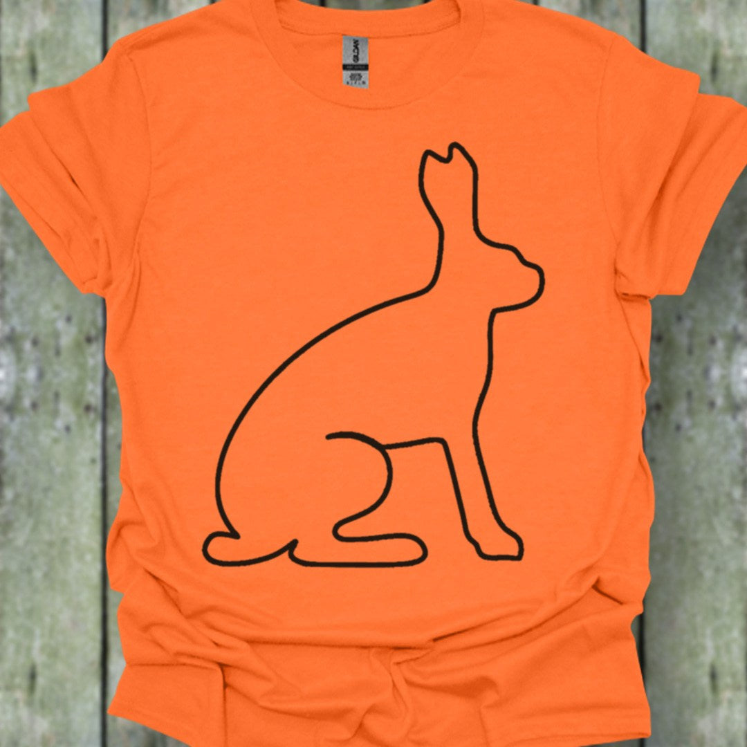 Hare outline black trendy T-shirt