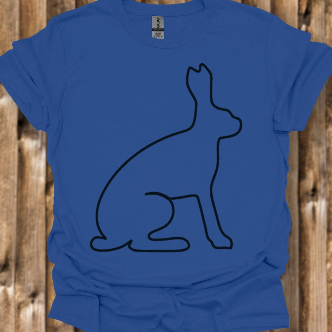 Hare outline black trendy T-shirt