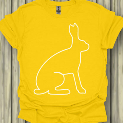 Hare outline white trendy T-shirt