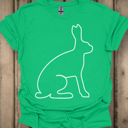 Hare outline white trendy T-shirt