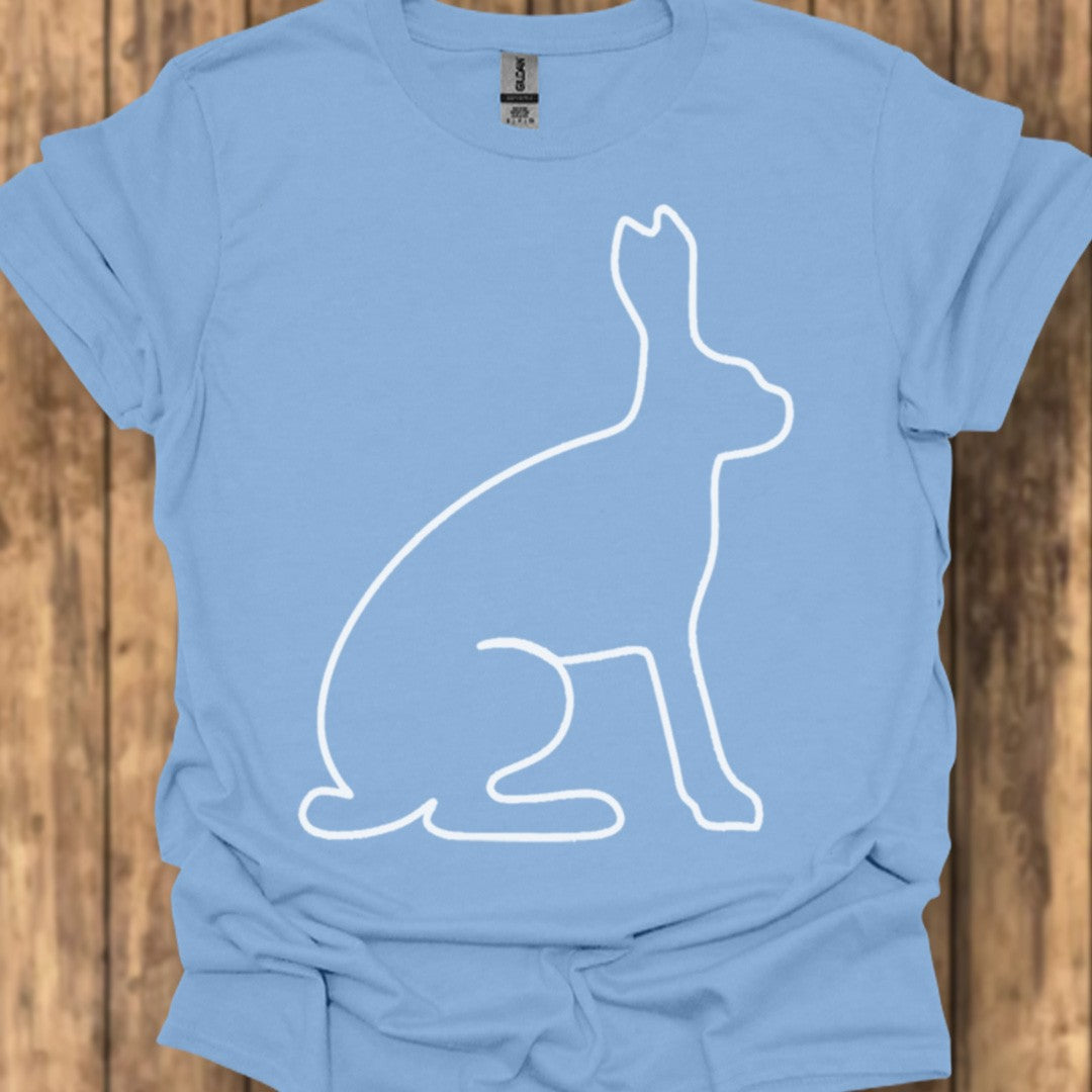 Hare outline white trendy T-shirt