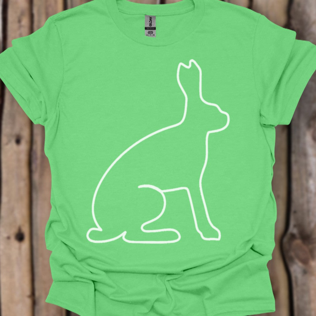 Hare outline white trendy T-shirt