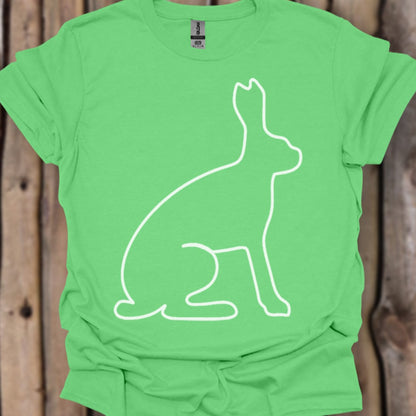 Hare outline white trendy T-shirt