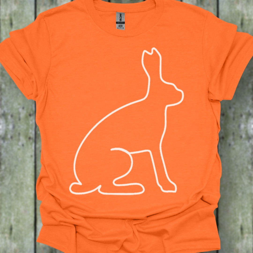 Hare outline white trendy T-shirt