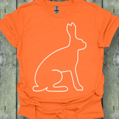 Hare outline white trendy T-shirt