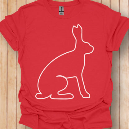 Hare outline white trendy T-shirt
