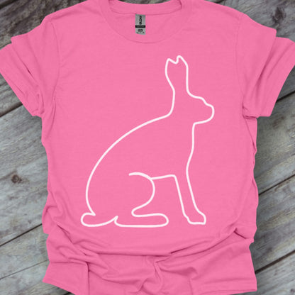 Hare outline white trendy T-shirt