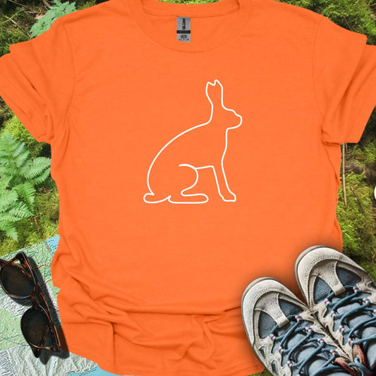 Hare outline white trendy T-shirt