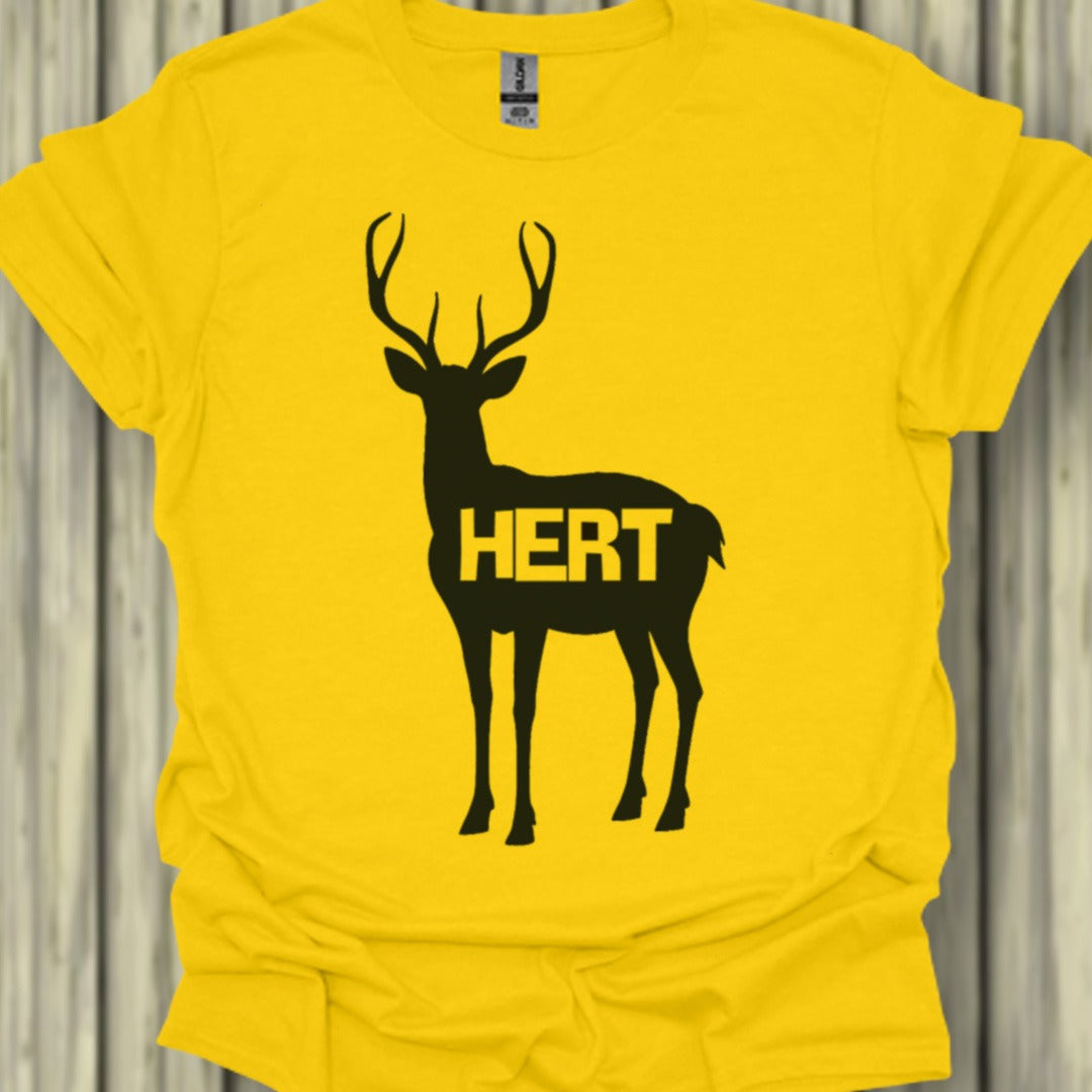 Cerf silhouette noire avec texte T-shirt tendance 