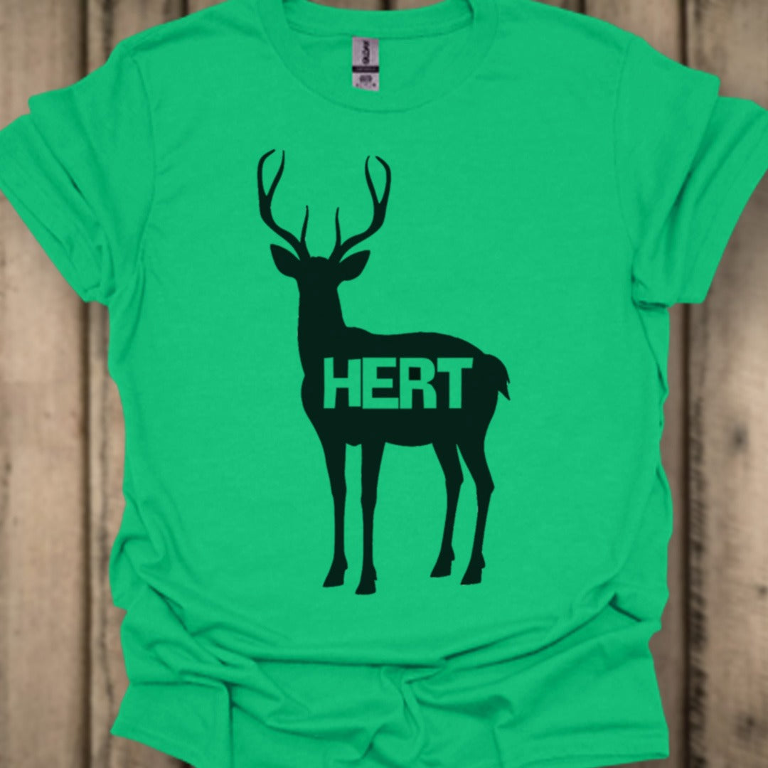 Cerf silhouette noire avec texte T-shirt tendance 