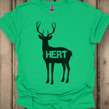 Cerf silhouette noire avec texte T-shirt tendance 