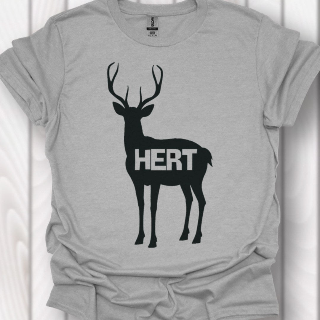 Cerf silhouette noire avec texte T-shirt intemporel 