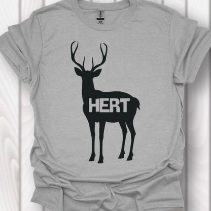 Cerf silhouette noire avec texte T-shirt intemporel 