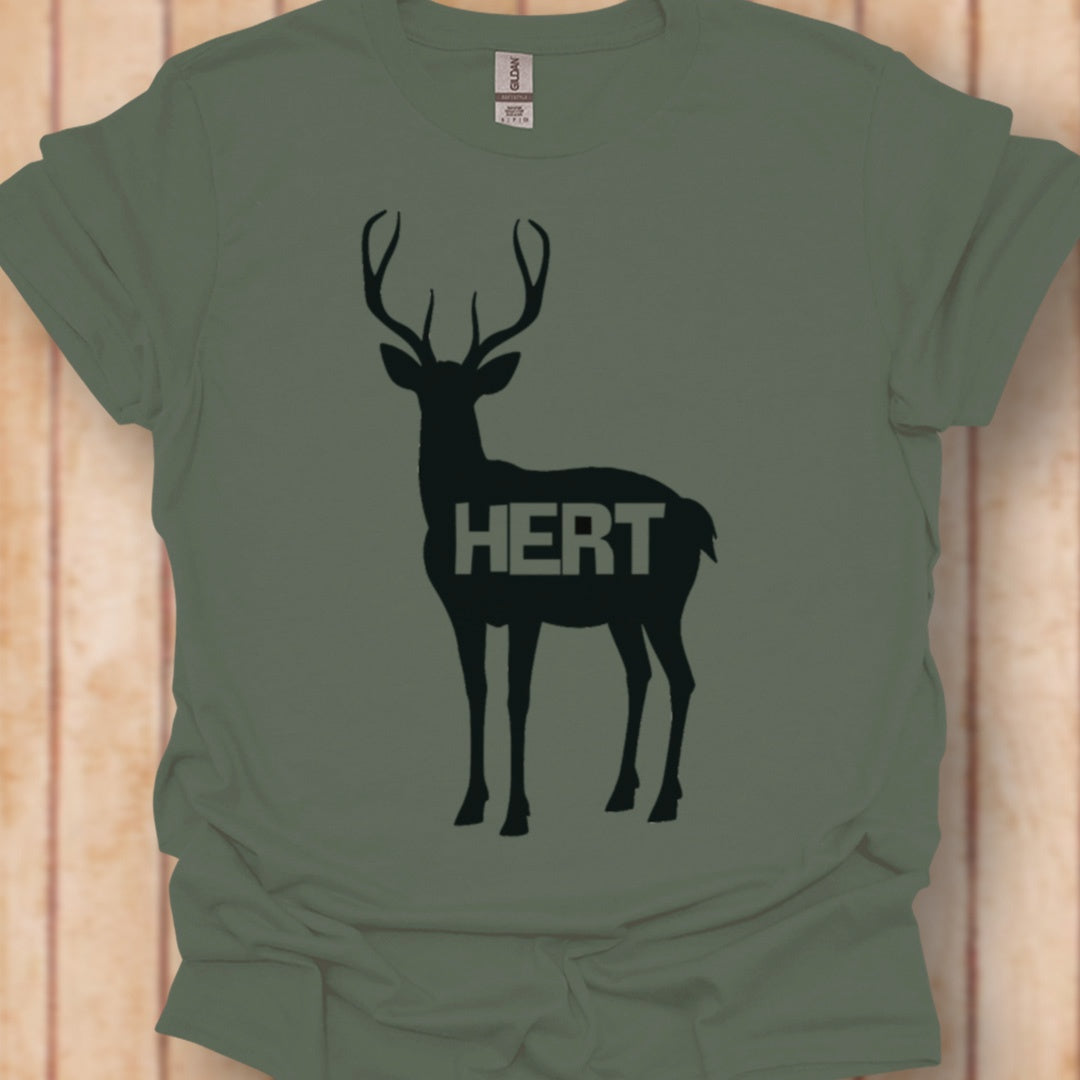 Cerf silhouette noire avec texte T-shirt intemporel 