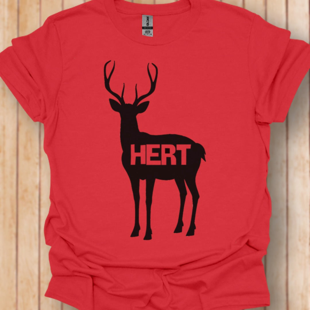 Cerf silhouette noire avec texte T-shirt tendance 