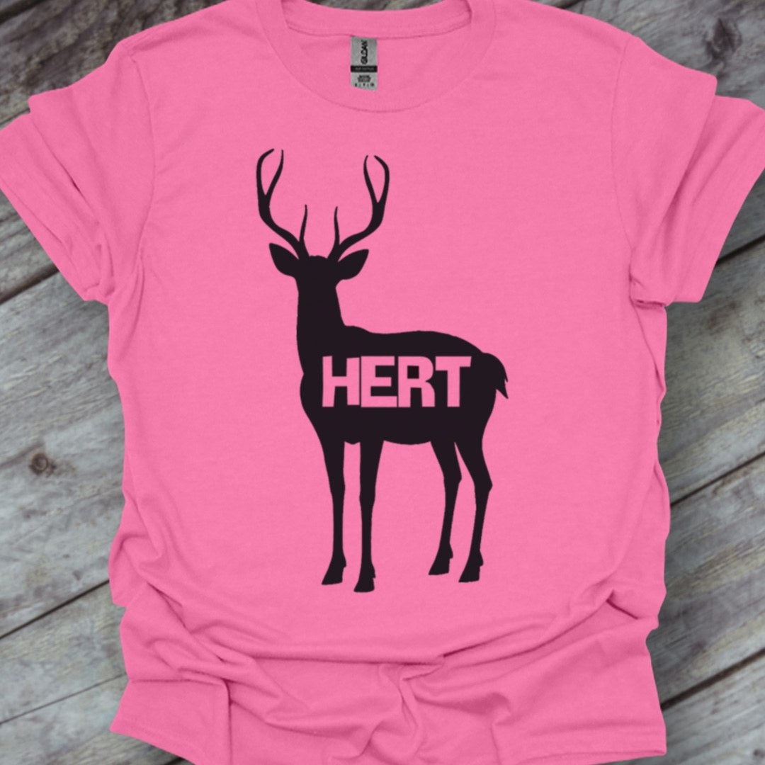 Cerf silhouette noire avec texte T-shirt tendance 