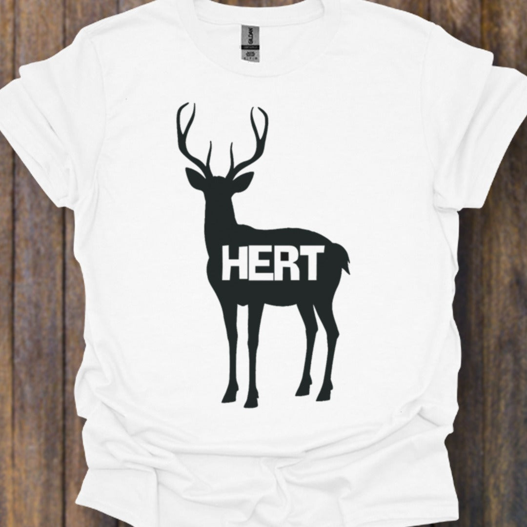 Cerf silhouette noire avec texte T-shirt intemporel 