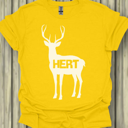 Cerf silhouette blanche avec texte T-shirt tendance 