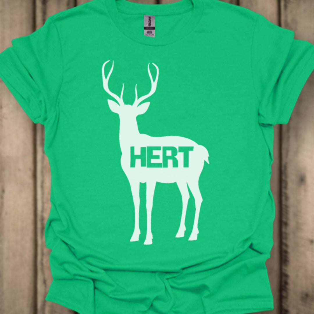 Cerf silhouette blanche avec texte T-shirt tendance 