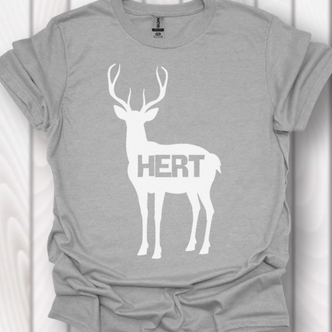 Cerf silhouette blanche avec texte T-shirt intemporel 