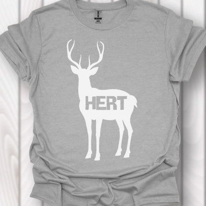 Cerf silhouette blanche avec texte T-shirt intemporel 