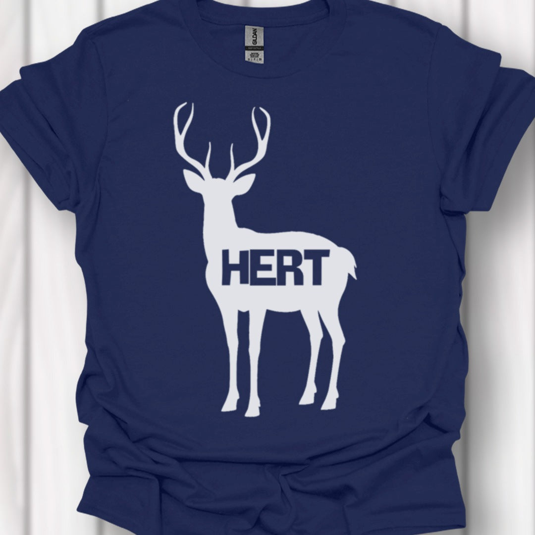 Cerf silhouette blanche avec texte T-shirt intemporel 