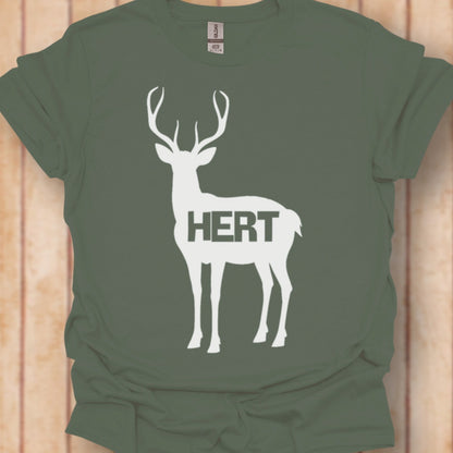 Cerf silhouette blanche avec texte T-shirt intemporel 