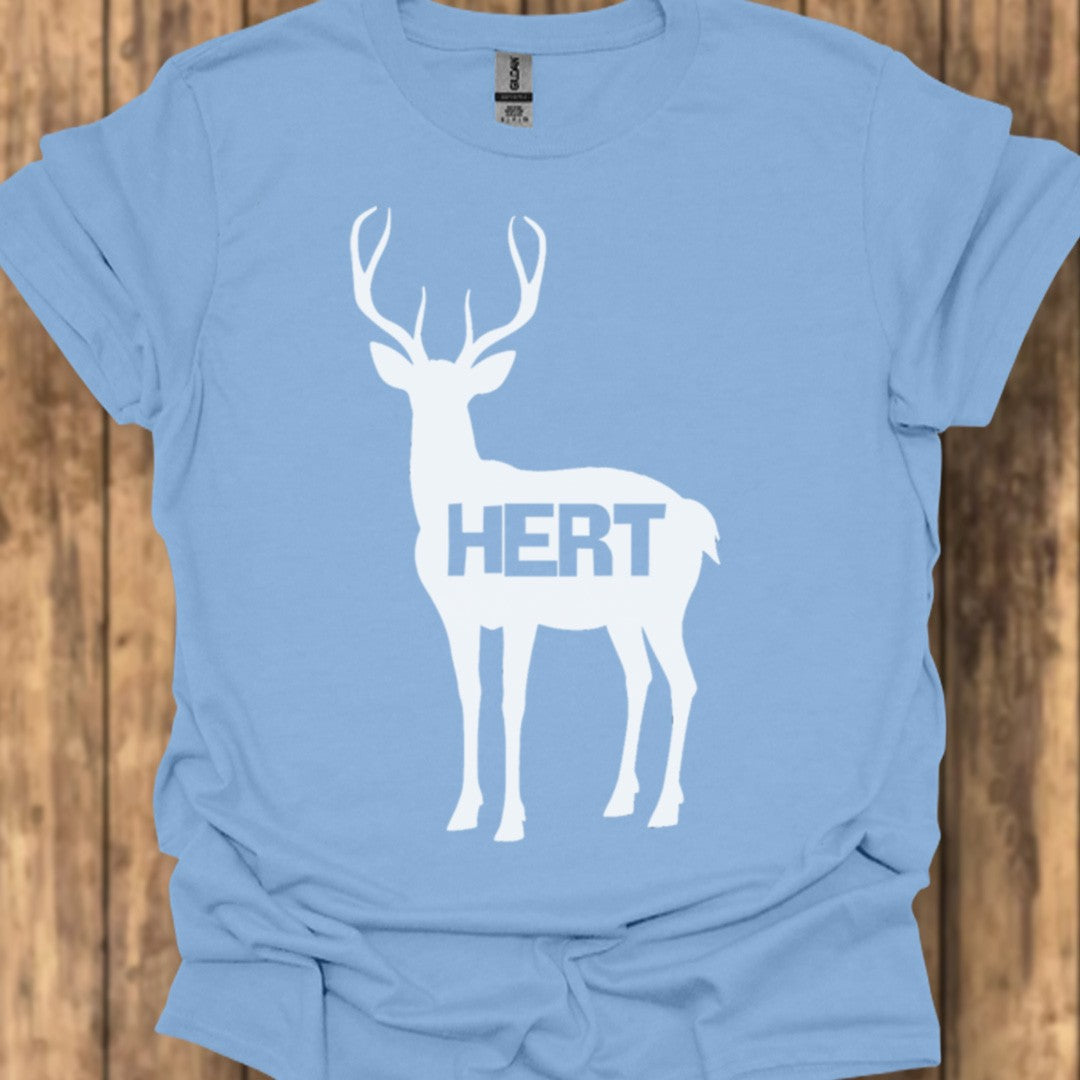 Cerf silhouette blanche avec texte T-shirt tendance 