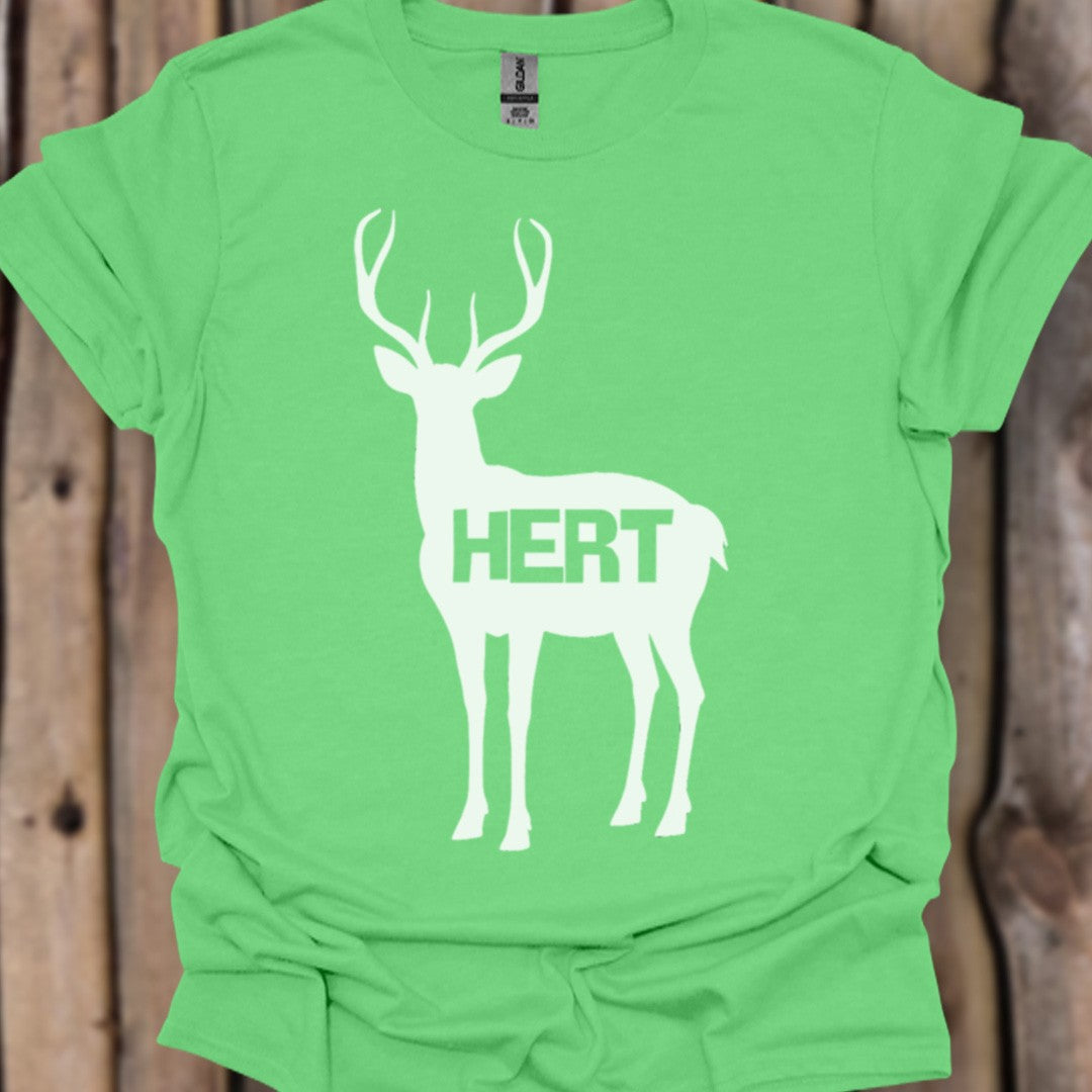 Cerf silhouette blanche avec texte T-shirt tendance 