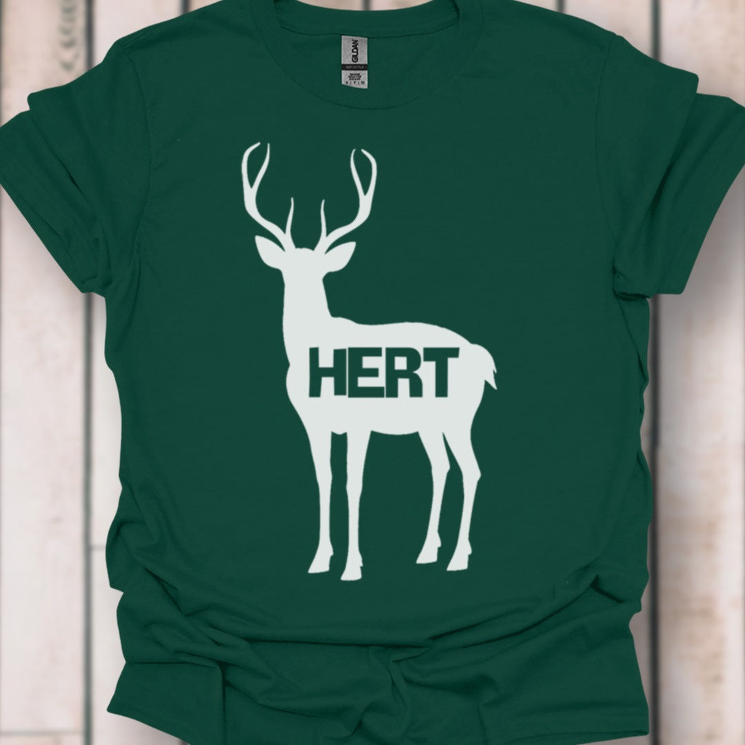 Cerf silhouette blanche avec texte T-shirt intemporel 