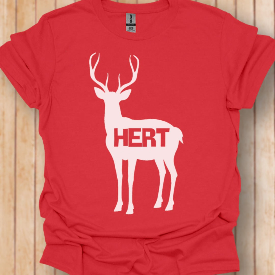 Cerf silhouette blanche avec texte T-shirt tendance 