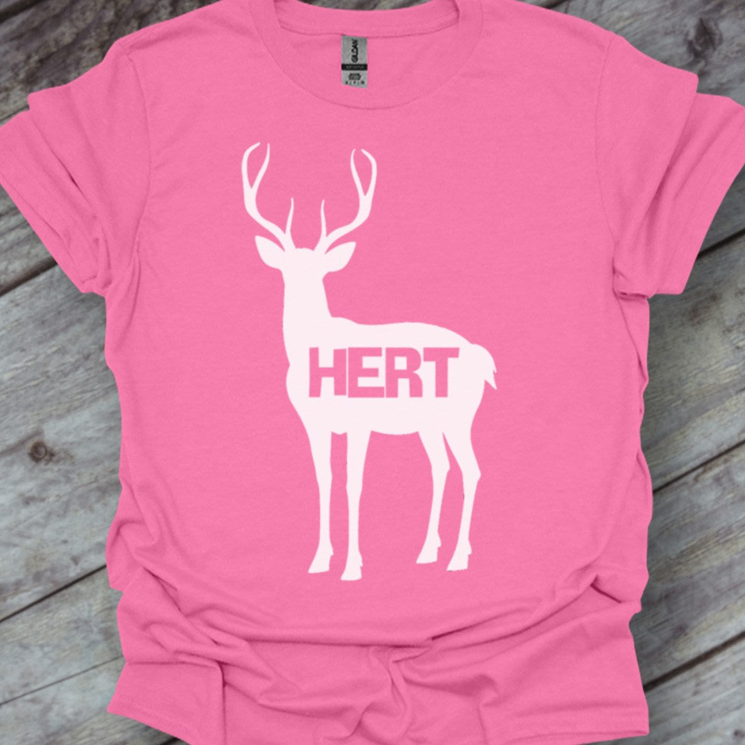 Cerf silhouette blanche avec texte T-shirt tendance 