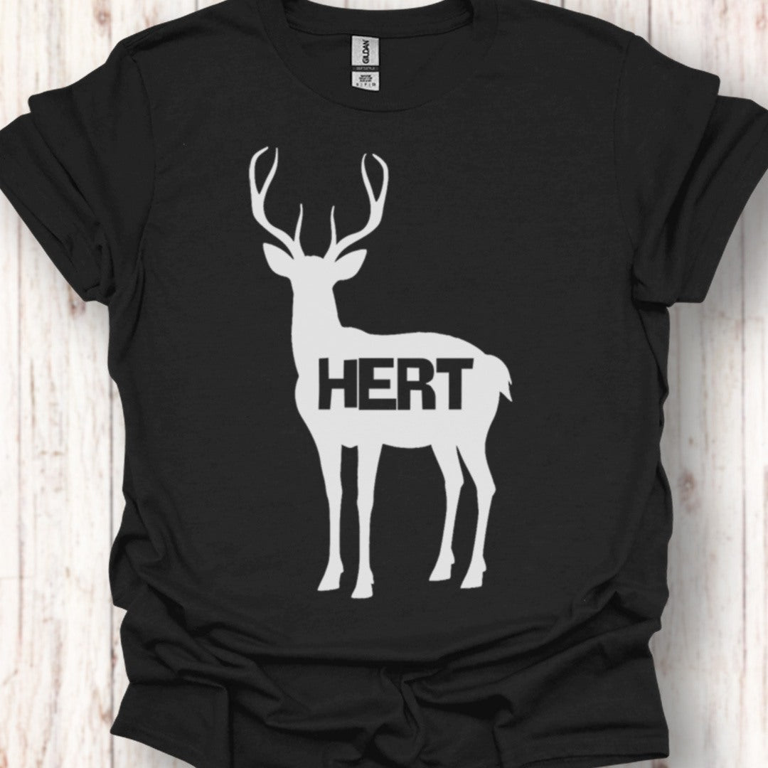 Cerf silhouette blanche avec texte T-shirt intemporel 