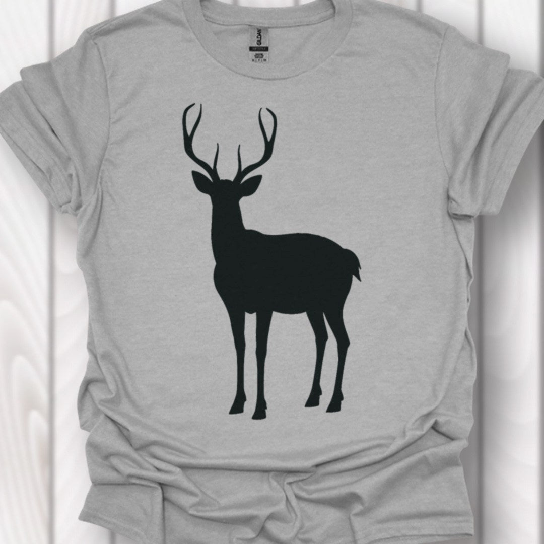Cerf silhouette noire T-shirt intemporel 