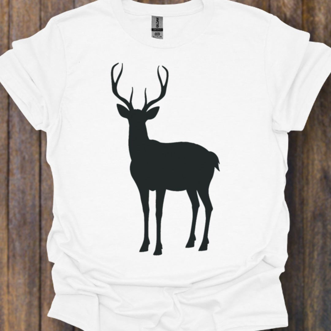 Cerf silhouette noire T-shirt intemporel 