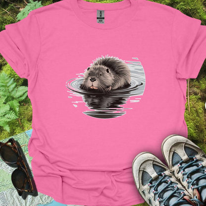 Bathing beaver trendy T-shirt