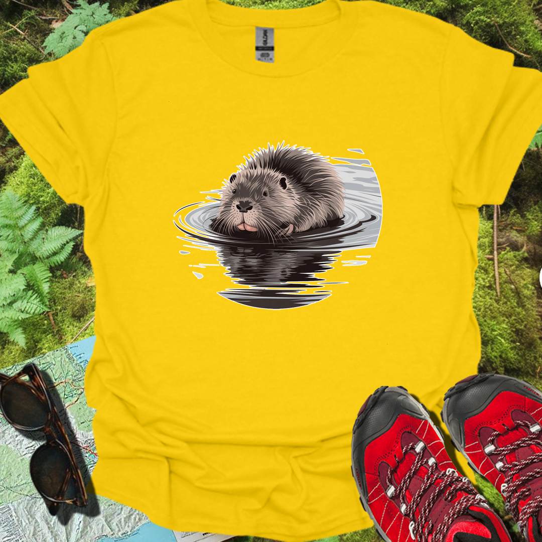 Bathing beaver trendy T-shirt
