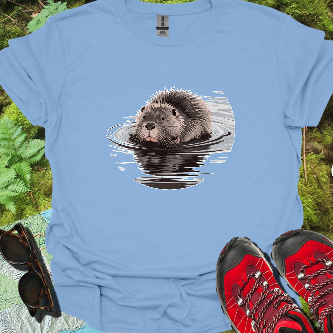 Bathing beaver trendy T-shirt