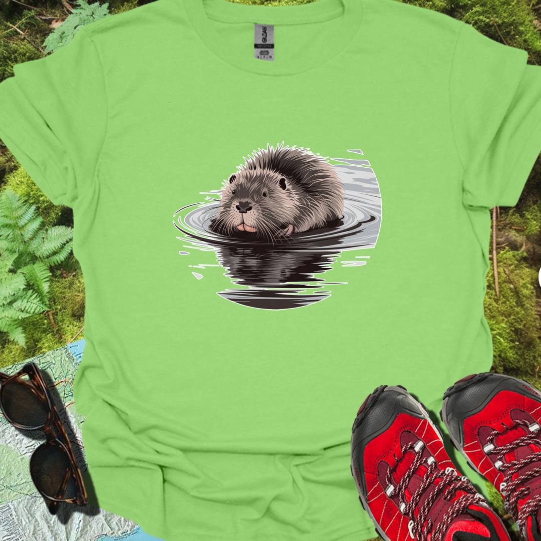 Bathing beaver trendy T-shirt