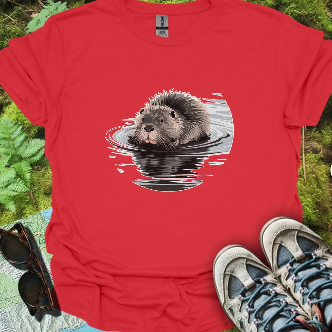 Bathing beaver trendy T-shirt