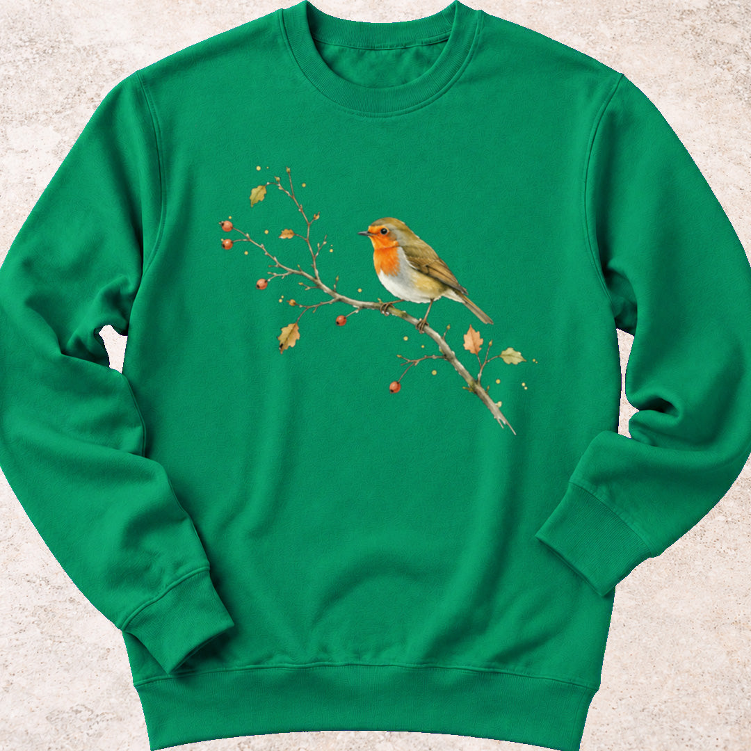 Roodborstje op Tak Sweatshirt