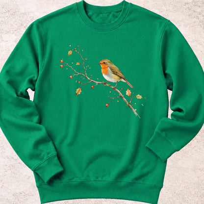 Roodborstje op Tak Sweatshirt