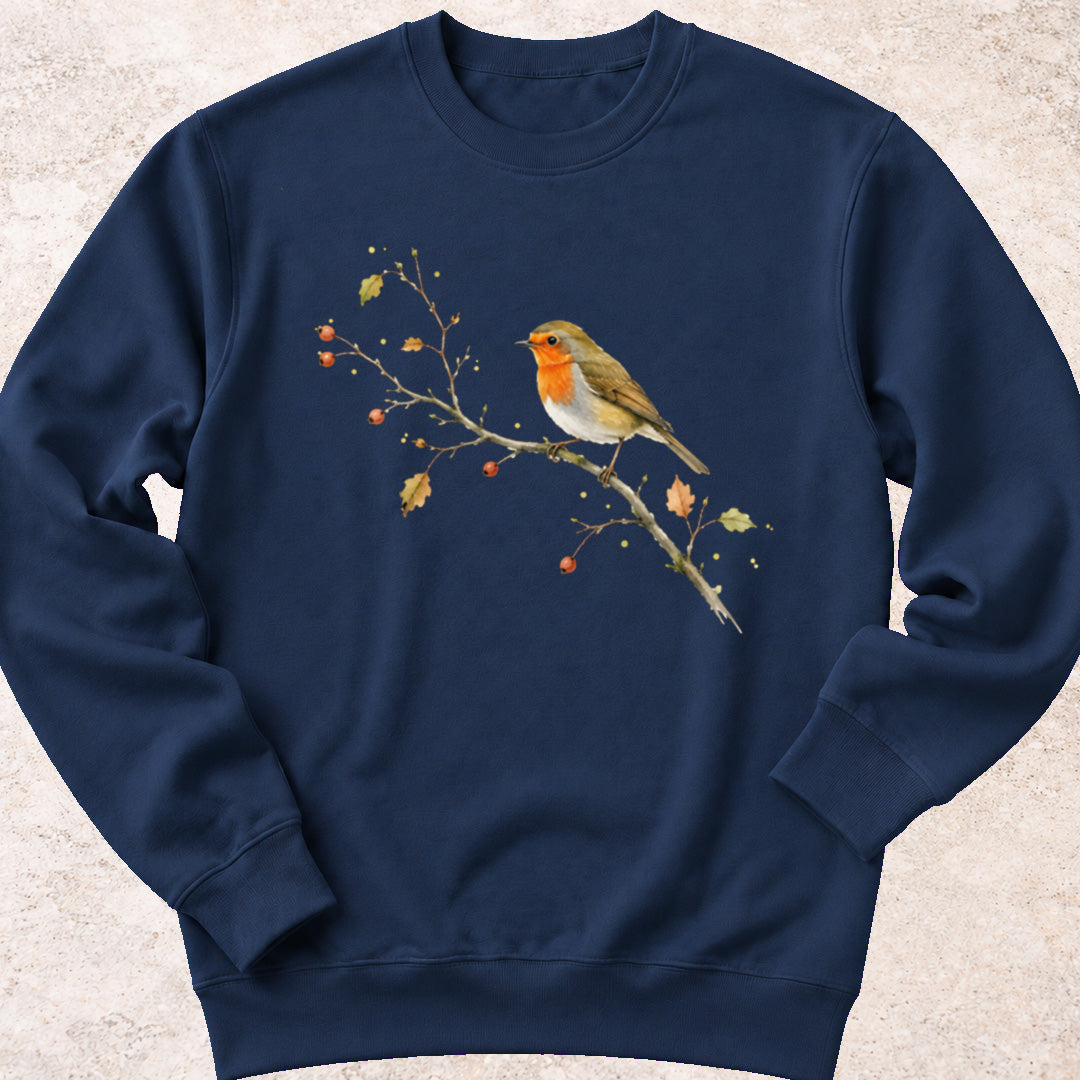 Roodborstje op Tak Sweatshirt