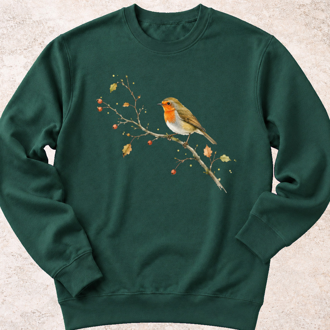 Roodborstje op Tak Sweatshirt