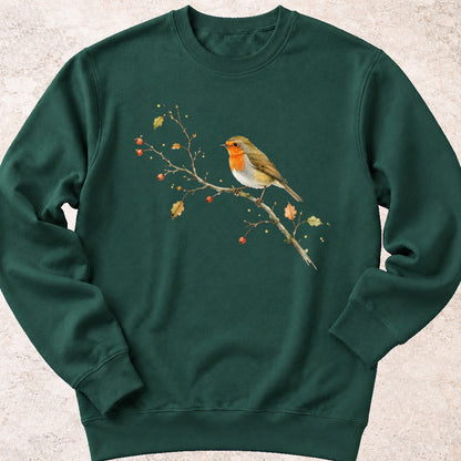 Roodborstje op Tak Sweatshirt