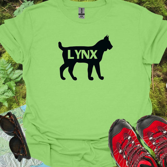 Lynx silhouette noire avec texte T-shirt tendance 