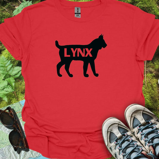 Lynx silhouette noire avec texte T-shirt tendance 
