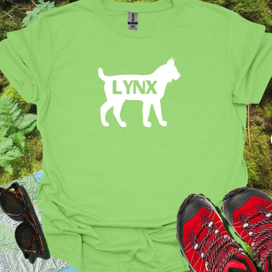 Lynx silhouette blanche avec texte T-shirt tendance 